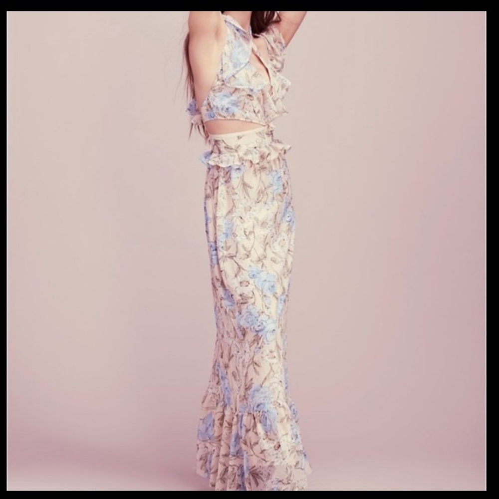 For Love & Lemons Cadence Maxi Dress Ruffle Floral - Picture 14 of 16